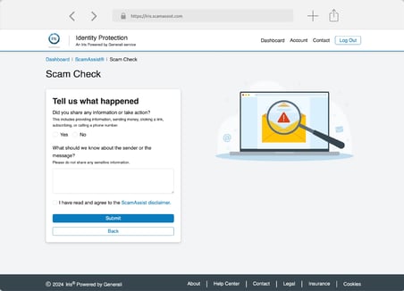 ScamAssist Scam check form