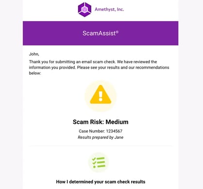 ScamAssist scam analysis email